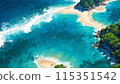 Tropical seascape in aerial perspective. AI generated illustration 115351542