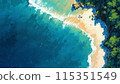 Tropical seascape in aerial perspective. AI generated illustration 115351549