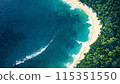 Tropical seascape in aerial perspective. AI generated illustration 115351550