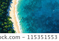 Tropical seascape in aerial perspective. AI generated illustration 115351553