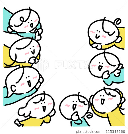 微笑的婦女圍成一個圓圈,圍成一個圓圈 微笑的婦女圍成一個圓圈,圍成一個圓圈 115352268