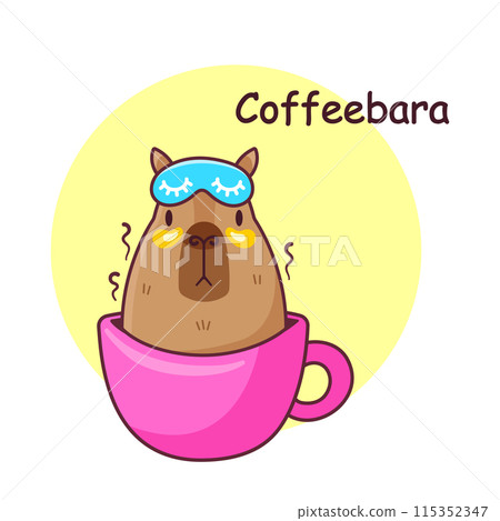 Cute cartoon illustration of a capybara. Print on clothes, childrens stickers, character design. Vector illustration 115352347