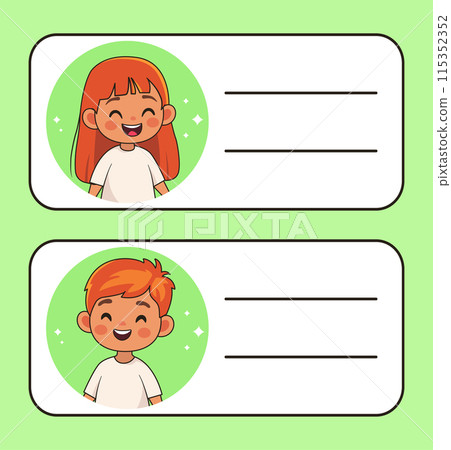 Children tags for print design. Isolated vector Children tags for print design. Isolated vector 115352352