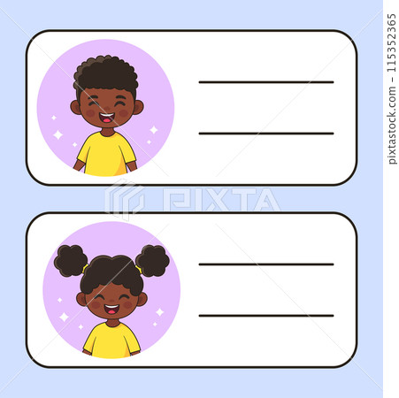 Children tags for print design. Isolated vector Children tags for print design. Isolated vector 115352365