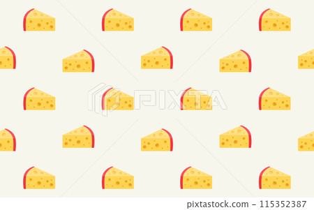 Seamless cheese pattern. Illustration of yellow cheese slices. Vector illustration in flat style 115352387