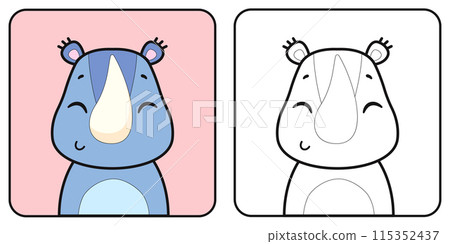 Childrens coloring book with African animals. 115352437