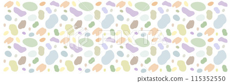 Vector Fabric Abstract shapes Seamless pattern background with Hand Drawn elements. Color Spots on White Flat Holiday Template Illustration for Textile, Birthday Wrapping Paper, Cover, Wallpaper. 115352550