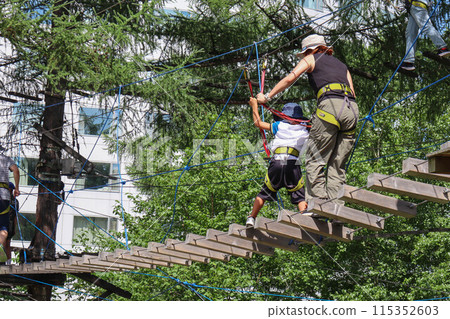 Tree trekking, tree walking, zip lining at Niseko Village in Niseko, Hokkaido 115352603