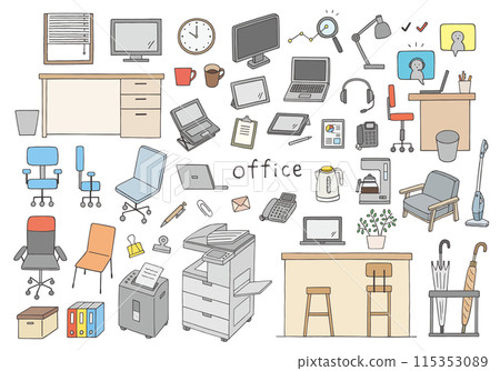 Hand-drawn business icon set assortment 4 (color) 115353089