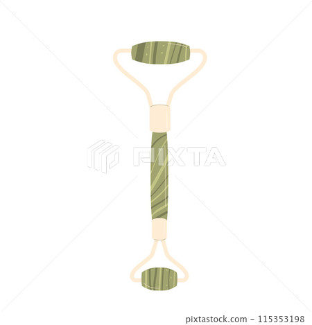 Gua sha beauty procedure roller tool. Facial massage routine element. Skincare spa scrapping. Vector flat illustration isolated on white background 115353198