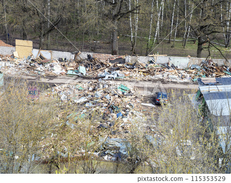 above view of demolished garages near city park 115353529