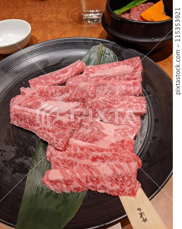 Delicious Japanese black beef meat 115353921