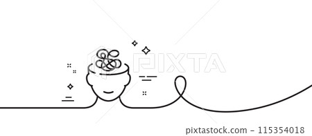 Anxiety line icon. Continuous one line with curl. Stress or Think worry sign. Mental health symbol. Anxiety single outline ribbon. Loop curve pattern. Vector 115354018