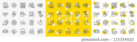 Outline 360 degree, Star and Scarf line icons pack for web with Survey check, Packing boxes, File storage line icon. Qr code, Consult, Ice cream pictogram icon. Recycle, Stars, 24h service. Vector Outline 360 degree, Star and Scarf line icons pack for web with Survey check, Packing boxes, File storage line icon. Qr code, Consult, Ice cream pictogram icon. Recycle, Stars, 24h service. Vector 115354020