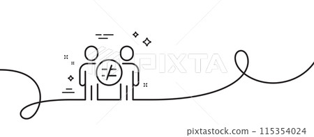 Discrimination line icon. Continuous one line with curl. Gender inequality sign. Equality balance symbol. Discrimination single outline ribbon. Loop curve pattern. Vector 115354024