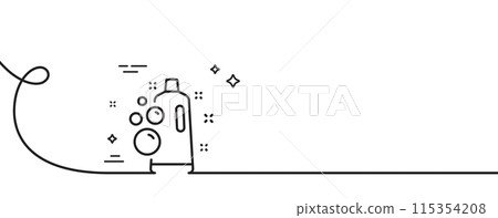 Clean bubbles line icon. Continuous one line with curl. Laundry shampoo sign. Clothing cleaner symbol. Clean bubbles single outline ribbon. Loop curve pattern. Vector 115354208