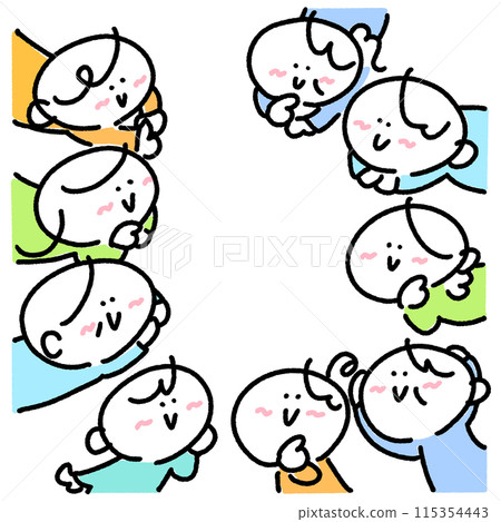 Smiling people of all ages and genders forming a circle Smiling people of all ages and genders forming a circle 115354443