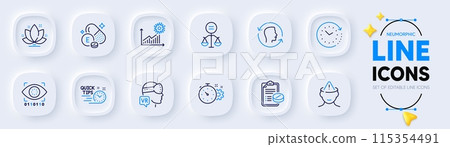 Cogwheel timer, Ethics and Medical prescription line icons for web app. Pack of Time change, Mental health, Vitamin e pictogram icons. Artificial intelligence, Augmented reality. Vector Cogwheel timer, Ethics and Medical prescription line icons for web app. Pack of Time change, Mental health, Vitamin e pictogram icons. Artificial intelligence, Augmented reality. Vector 115354491
