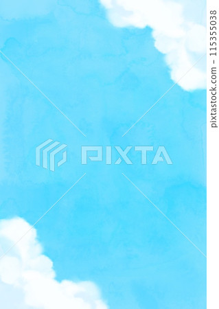 具有水彩紋理的垂直藍天背景圖 115355038