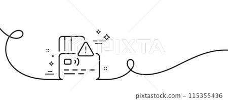 Credit card line icon. Continuous one line with curl. Bank money payment sign. Non-cash pay symbol. Card single outline ribbon. Loop curve pattern. Vector Credit card line icon. Continuous one line with curl. Bank money payment sign. Non-cash pay symbol. Card single outline ribbon. Loop curve pattern. Vector 115355436