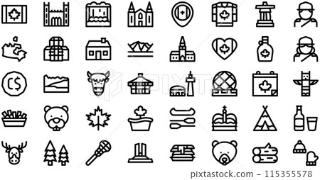Canada Icons collection is a vector illustration with editable stroke. Canada Icons collection is a vector illustration with editable stroke. 115355578