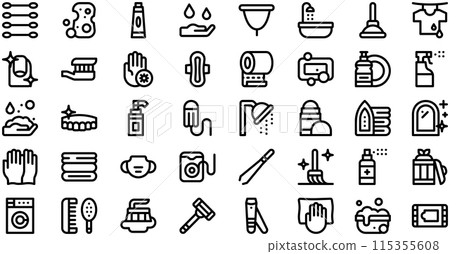 Hygiene Routine Icons collection is a vector illustration with editable stroke. Hygiene Routine Icons collection is a vector illustration with editable stroke. 115355608