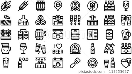 Beer Icons collection is a vector illustration with editable stroke. 115355627