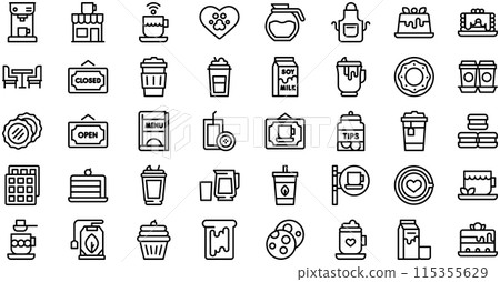 Coffee Shop Icons collection is a vector illustration with editable stroke. Coffee Shop Icons collection is a vector illustration with editable stroke. 115355629