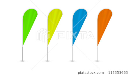 set of beach flags mock up isolated on white background 115355663