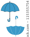 可愛的藍色雨傘插畫 115355754