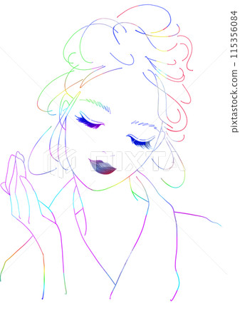 閉著眼睛、頭髮盤起來的女人 115356084