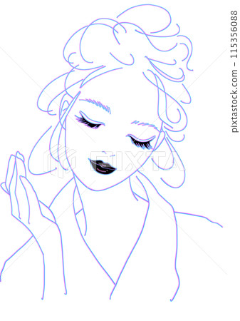 Line drawing of a smiling woman Line drawing of a smiling woman 115356088