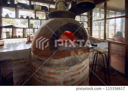 pizza traditional oven in open kitchen pizza traditional oven in open kitchen 115356617