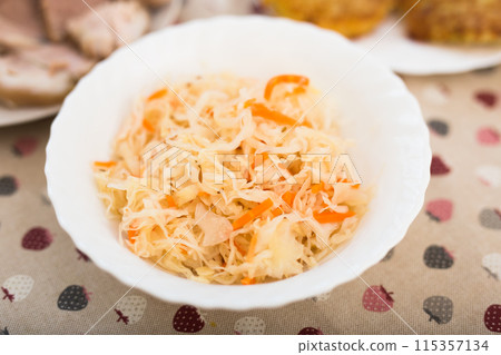 Delicious sauerkraut in a plate 115357134