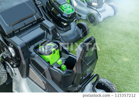 Battery powered electric lawn mowers. 115357212