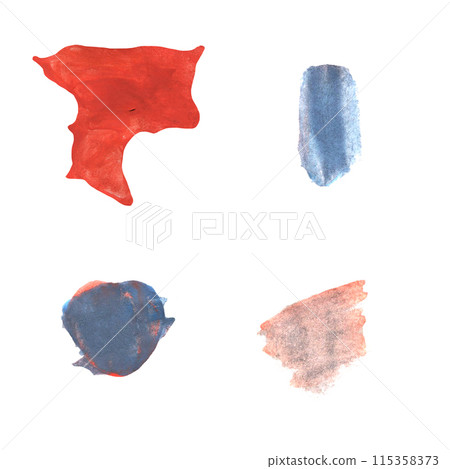 Colorful Paint Brush Spots. Red and Blue Watercolor Blobs. Colorful Paint Brush Spots. Red and Blue Watercolor Blobs. 115358373