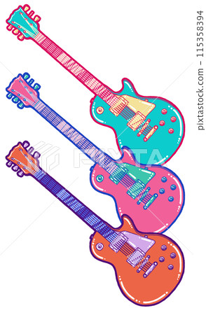 彩色電吉他插畫 115358394