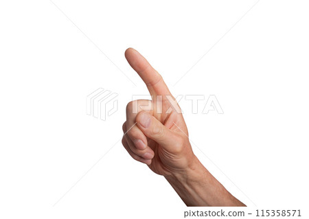 Hand reaching out with open fingers, isolated on white background. Gesture indicating selection or Hand reaching out with open fingers, isolated on white background. Gesture indicating selection or 115358571