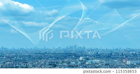 City network image, radio waves, cyberspace 115358653
