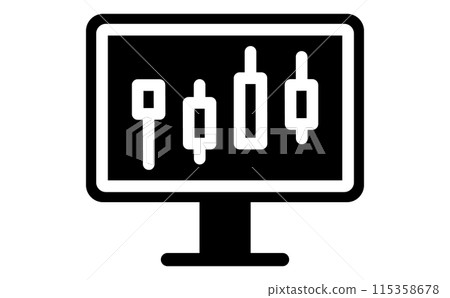 Black silhouette icon of a forex chart displayed on a monitor Black silhouette icon of a forex chart displayed on a monitor 115358678