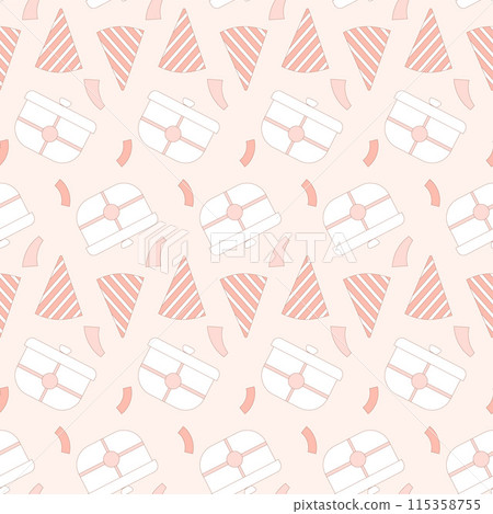 Presents seamless pattern. Holiday gifts and presents celebration endless background. Vector hand drawn flat illustration. Presents seamless pattern. Holiday gifts and presents celebration endless background. Vector hand drawn flat illustration. 115358755