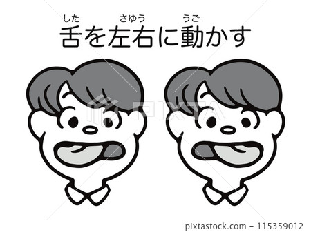 The face of a person doing tongue exercises The face of a person doing tongue exercises 115359012