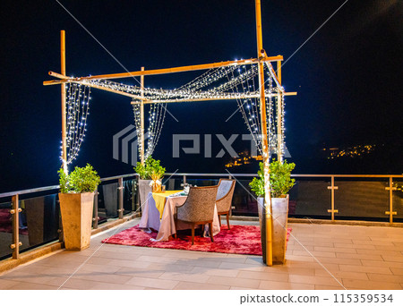 Dinner with thai dishes in Patong, in Phuket, Thailand 115359534