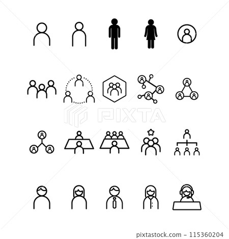 Various people simple icon set, vector material, blue 115360204