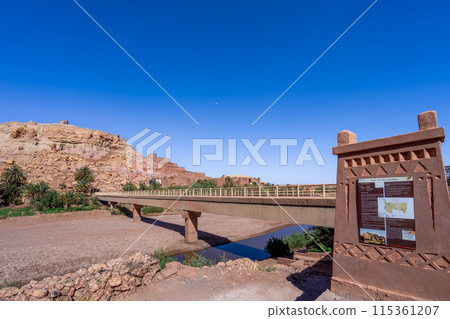 Bridge leading to the fortified village of Kesar(ksar). Rivers dry up. Bridge leading to the fortified village of Kesar(ksar). Rivers dry up. 115361207