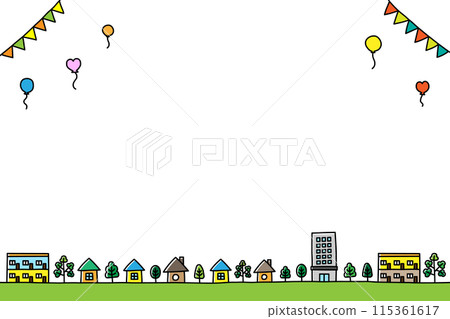 Hand-drawn streetscape background 115361617