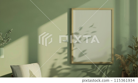 smooth light-wooden photo frame hung on a country-side wall smooth light-wooden photo frame hung on a country-side wall 115361934