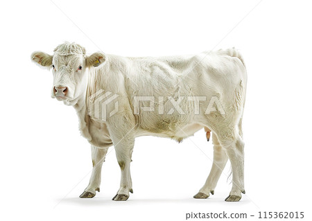 Charolais cow on white background. Farm Animals. 115362015