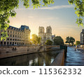 Notre Dame by the Seine river 115362332