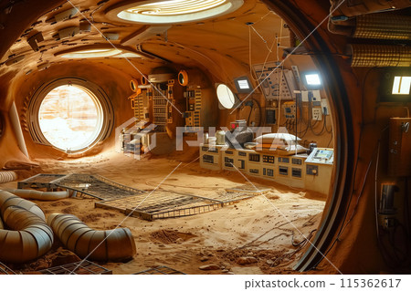 Old abandoned base on Mars. Concept of space travel, lost mission, discovery, future. Generative Ai 115362617